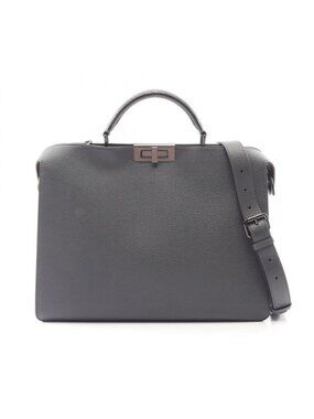 Fendi Handbag Peekaboo ISeeU 2-Way Gray Leather